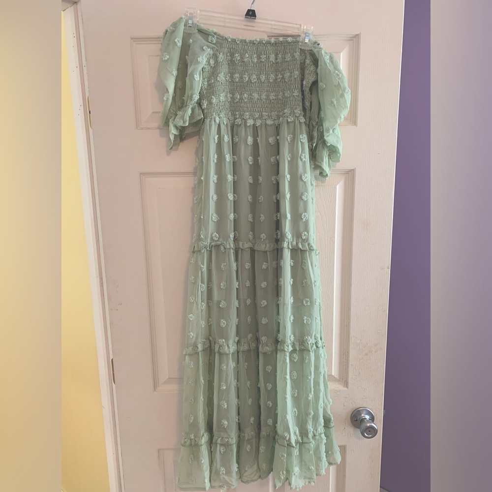 R.YIposha womens summer bohemian dress puff sleeve ruffled dress